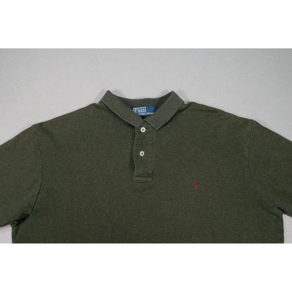 Polo Ralph Lauren Mens Medium Olive Green Heather Short Sleeve Polo Shirt USA